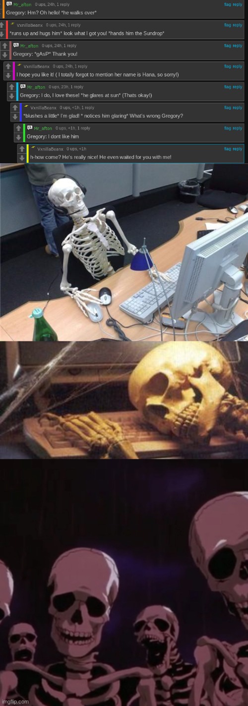 i LOVE when i go to imgflip and i get blown uo by notifications from this shit | image tagged in skeleton computer,roasting skeletons | made w/ Imgflip meme maker