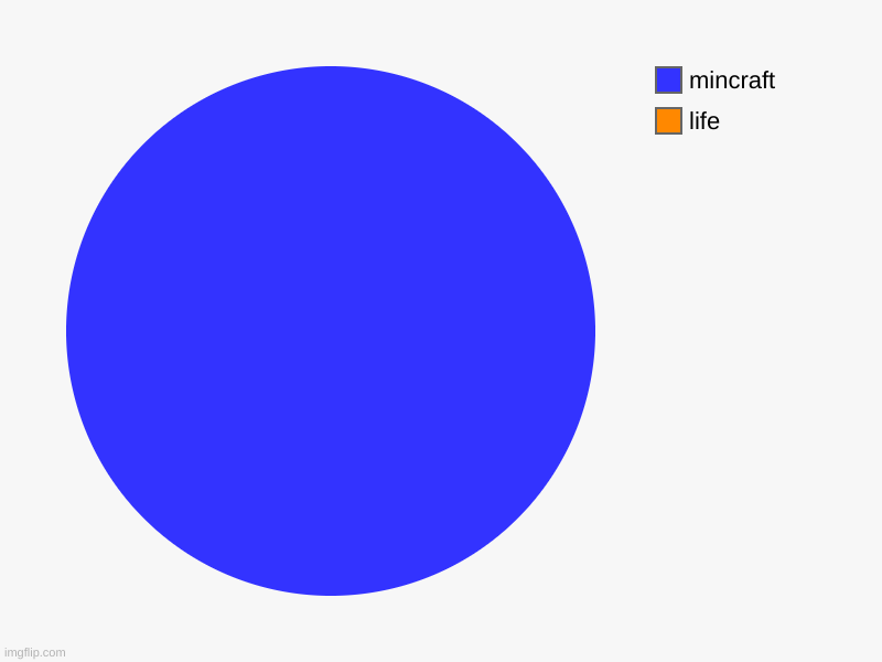 life, mincraft | image tagged in charts,pie charts,mincraft | made w/ Imgflip chart maker