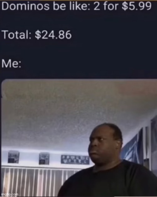 True pain | image tagged in dominoes,pizza | made w/ Imgflip meme maker