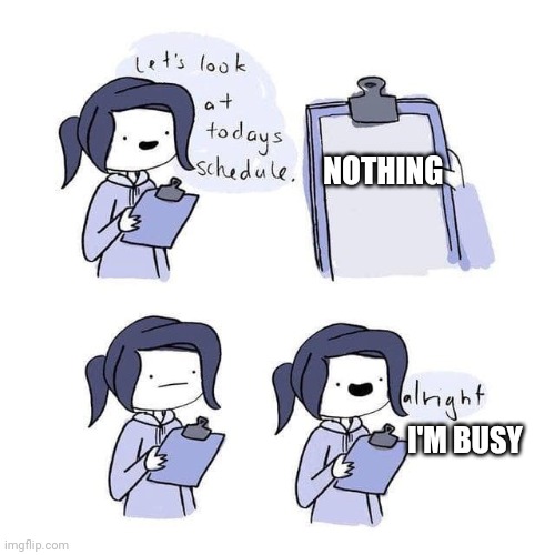 Me whenever my friends ask me to do something | NOTHING; I'M BUSY | image tagged in so this is what i'm doing today | made w/ Imgflip meme maker