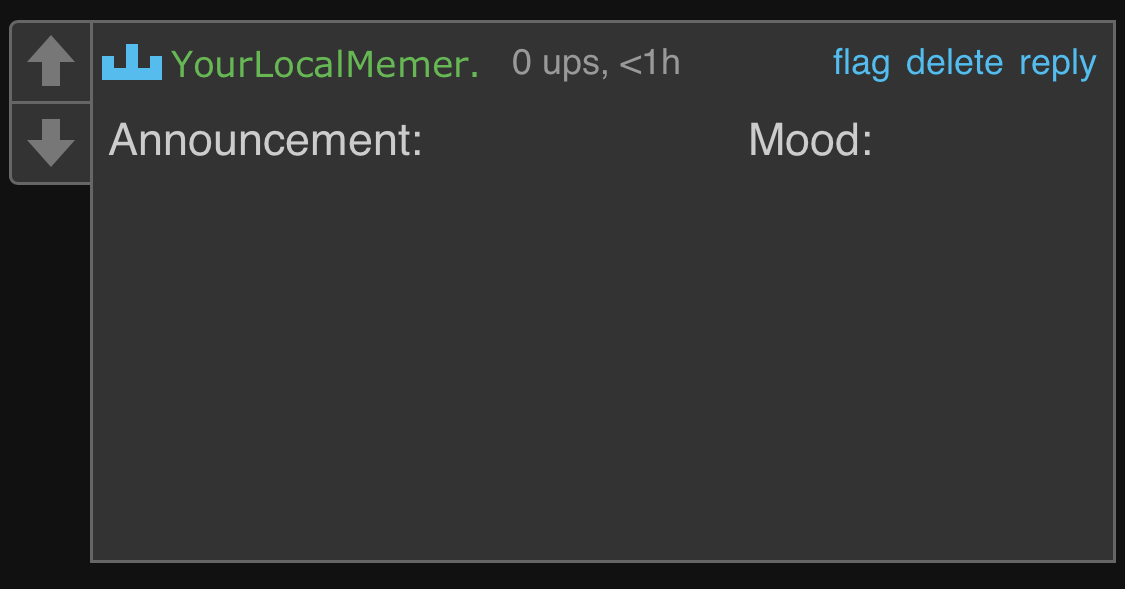 High Quality YourLocalMemer’s comment announcement 1.0 Blank Meme Template