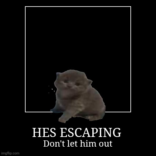 HES ESCAPING | Don't let him out | image tagged in funny,demotivationals | made w/ Imgflip demotivational maker