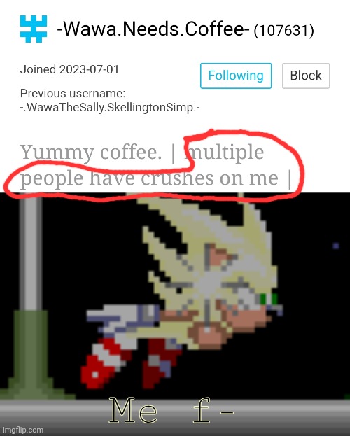 /hj | Me f- | image tagged in s sonic temp 2 | made w/ Imgflip meme maker