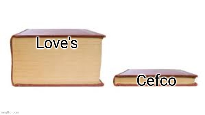G.S.S #10 | Love's; Cefco | image tagged in big book small book | made w/ Imgflip meme maker