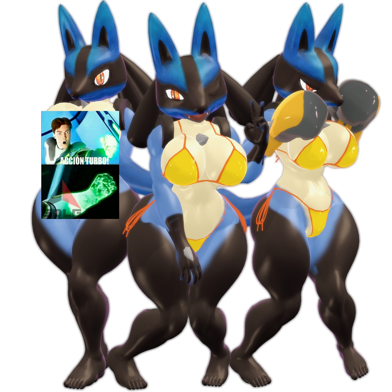 Curvy Female Lucario Blank Meme Template