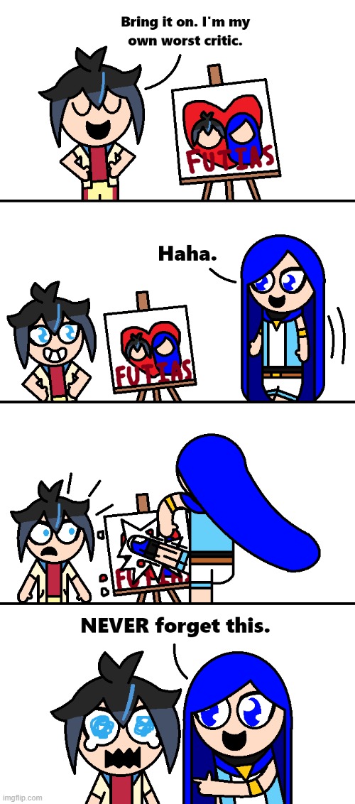 How I think Funneh would react if she saw the Futias ship | image tagged in itsfunneh,painting,kick,imgflip comics | made w/ Imgflip meme maker