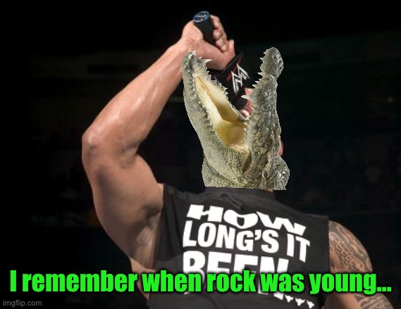 Crocodile Rock | I remember when rock was young… | image tagged in the rock finally,crocodile,wwe,memes,elton john | made w/ Imgflip meme maker
