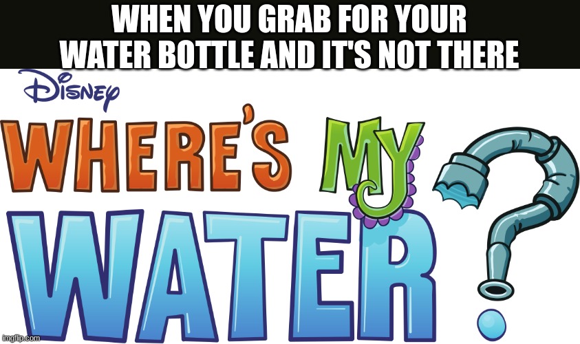 Seriously-Where is my water bottle? | WHEN YOU GRAB FOR YOUR WATER BOTTLE AND IT'S NOT THERE | image tagged in relatable | made w/ Imgflip meme maker