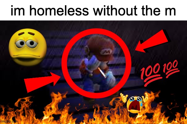 lmao someone has actually used this unironically | im homeless without the m | image tagged in sad mario | made w/ Imgflip meme maker