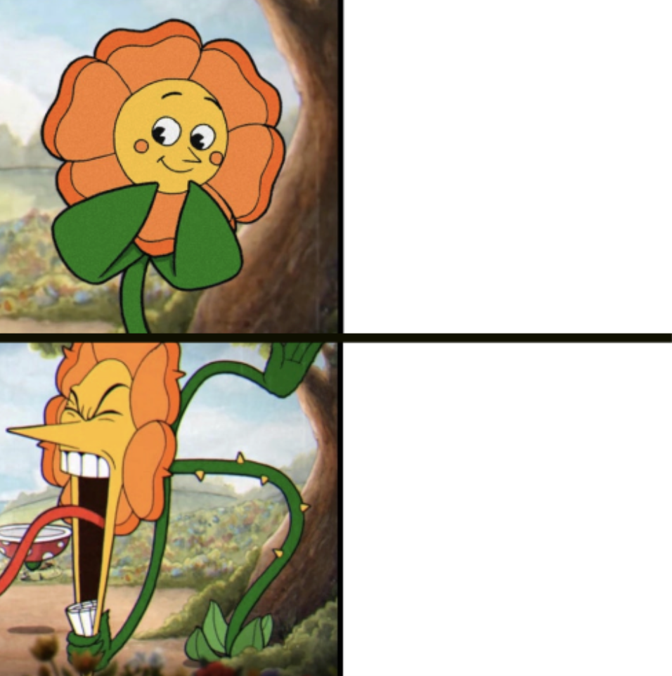 Yelling Flower Reversed Blank Meme Template