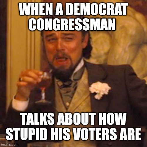 Laughing Leo | WHEN A DEMOCRAT CONGRESSMAN; TALKS ABOUT HOW STUPID HIS VOTERS ARE | image tagged in memes,laughing leo | made w/ Imgflip meme maker