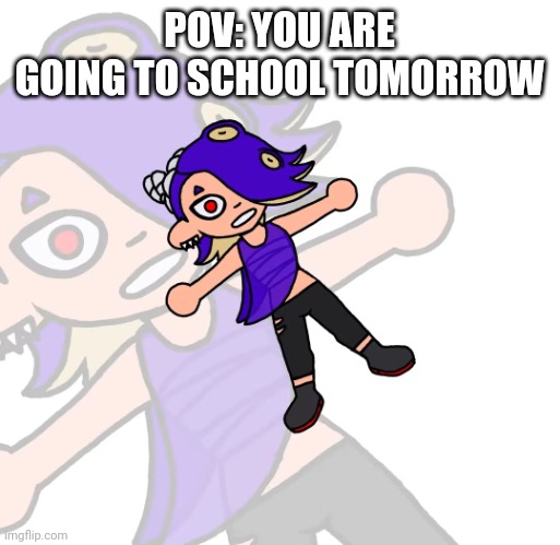 Shiver contemplating her existence | POV: YOU ARE GOING TO SCHOOL TOMORROW | image tagged in shiver contemplating her existence,school | made w/ Imgflip meme maker