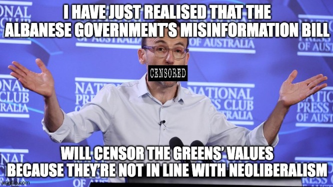 I fear for the traditional left wing values in Australia | image tagged in adam bandt google it mate,acma,misinformation bill,free speech,greens | made w/ Imgflip meme maker