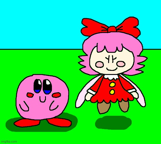 Kirby and Ribbon art (Again) | image tagged in kirby,ribbon,fanart,cute,artwork,parody | made w/ Imgflip meme maker