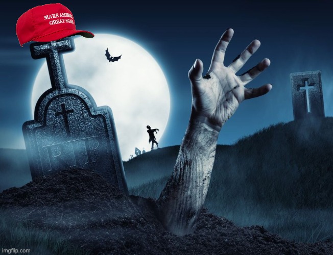 Gravestone + zombie arm rises from ground + full moon | image tagged in gravestone zombie arm rises from ground full moon | made w/ Imgflip meme maker