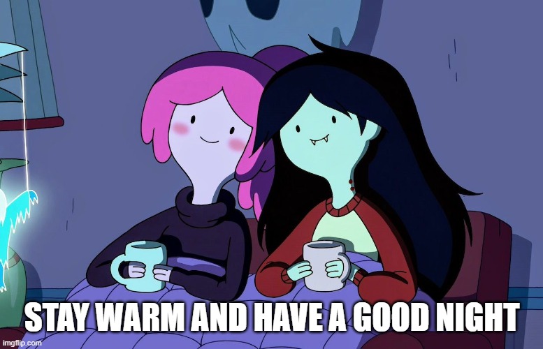 Good Night | STAY WARM AND HAVE A GOOD NIGHT | image tagged in wholesome,adventure time,memes,cute | made w/ Imgflip meme maker