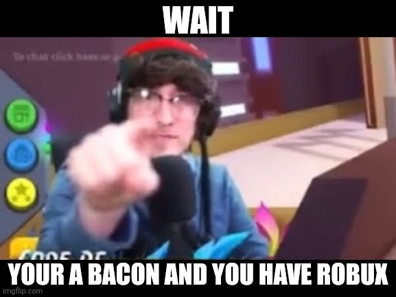 Kreekcraft points | WAIT; YOUR A BACON AND YOU HAVE ROBUX | image tagged in kreekcraft points | made w/ Imgflip meme maker