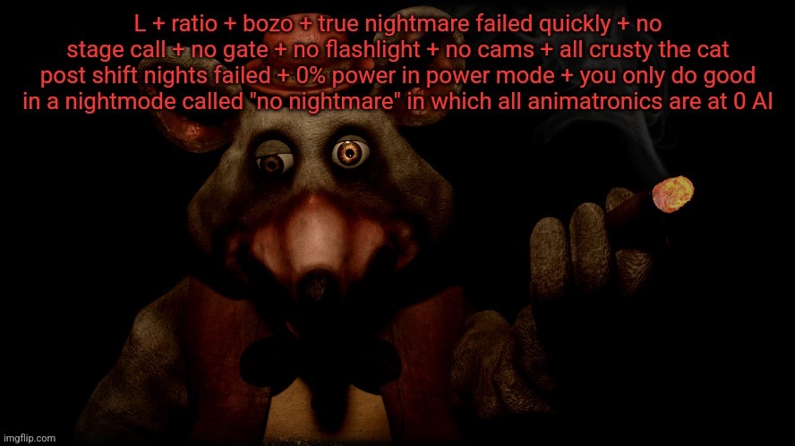 Use this against what_are_you if you wish | image tagged in chuck e cheese ratio | made w/ Imgflip meme maker