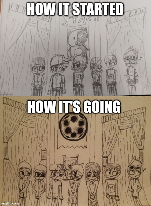 Finished Inking the Class Trial! | HOW IT STARTED; HOW IT'S GOING | made w/ Imgflip meme maker