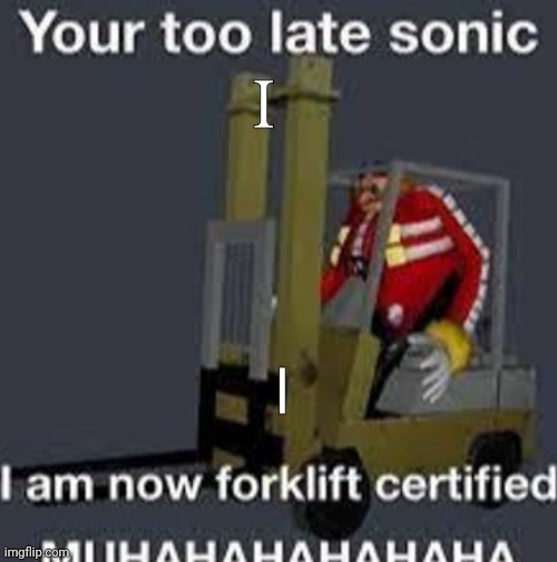 Your too late sonic | I; I | image tagged in your too late sonic | made w/ Imgflip meme maker