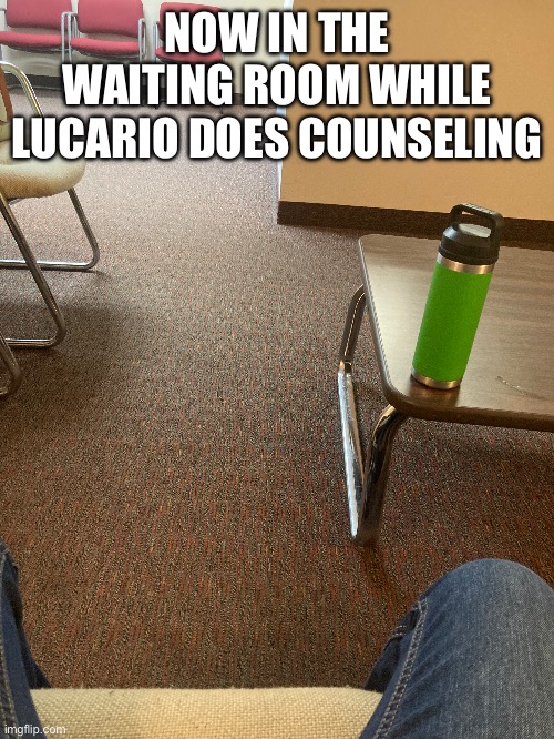NOW IN THE WAITING ROOM WHILE LUCARIO DOES COUNSELING | made w/ Imgflip meme maker