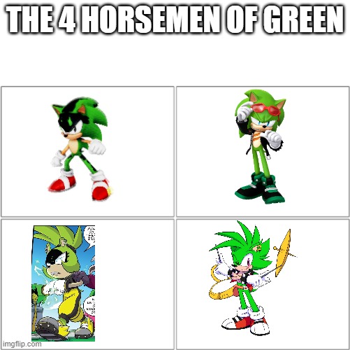 The 4 horsemen of | THE 4 HORSEMEN OF GREEN | image tagged in the 4 horsemen of | made w/ Imgflip meme maker