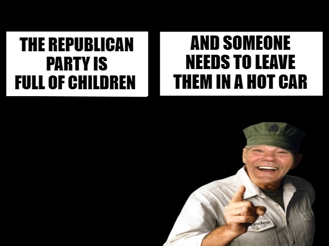AND SOMEONE NEEDS TO LEAVE THEM IN A HOT CAR; THE REPUBLICAN PARTY IS FULL OF CHILDREN | image tagged in corporate needs to know | made w/ Imgflip meme maker
