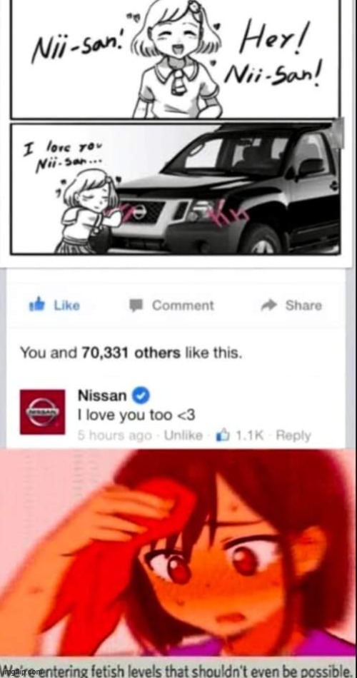 I hope Nissan doesn't mean "romantic love"... | made w/ Imgflip meme maker