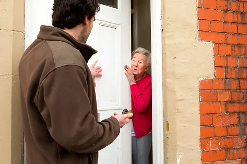 High Quality Old Lady at the Door Blank Meme Template