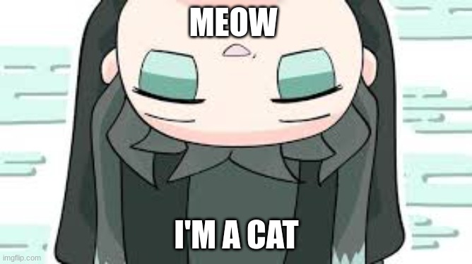 cuttie | MEOW; I'M A CAT | image tagged in muichiro | made w/ Imgflip meme maker