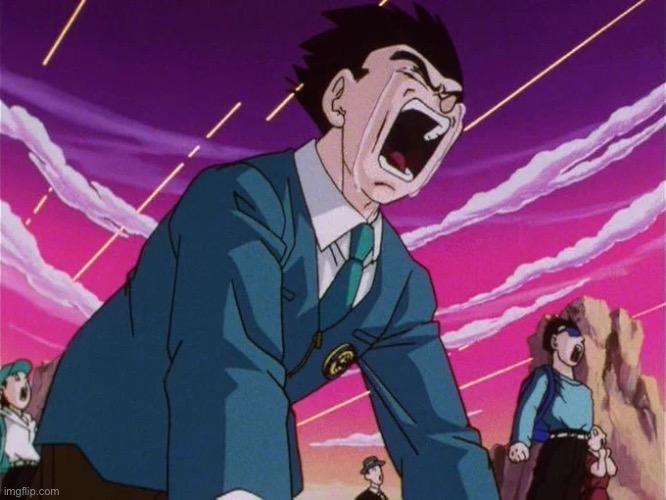 Gohan cry | image tagged in gohan cry | made w/ Imgflip meme maker