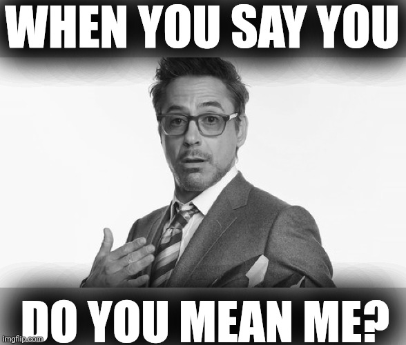 Robert Downey Jr's Comments | WHEN YOU SAY YOU DO YOU MEAN ME? | image tagged in robert downey jr's comments | made w/ Imgflip meme maker