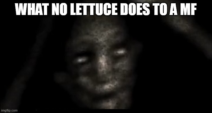 Scary thing | WHAT NO LETTUCE DOES TO A MF | image tagged in scary thing | made w/ Imgflip meme maker