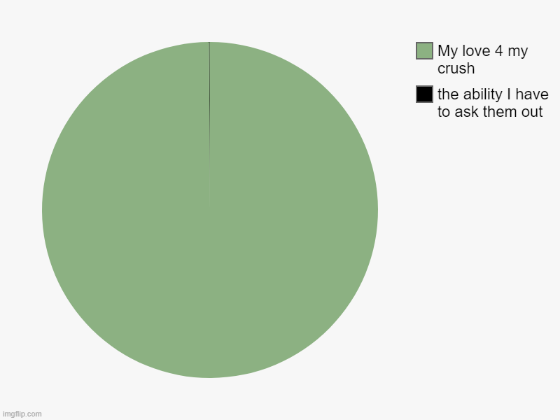 the ability I have to ask them out, My love 4 my crush | image tagged in charts,pie charts | made w/ Imgflip chart maker