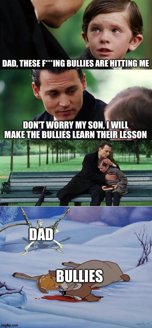 Post is of no use | DAD; BULLIES | image tagged in bullies,dad,son | made w/ Imgflip meme maker