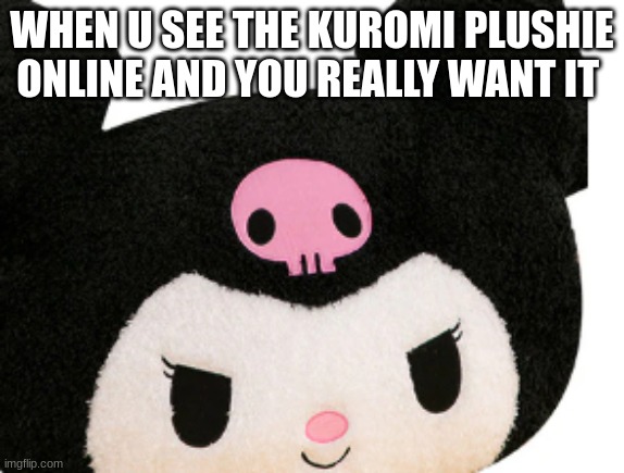 Kuromi | WHEN U SEE THE KUROMI PLUSHIE ONLINE AND YOU REALLY WANT IT | image tagged in relatable | made w/ Imgflip meme maker