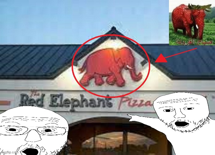 name of the restraunt is red elephant | image tagged in shitpost,strawberry elephant | made w/ Imgflip meme maker