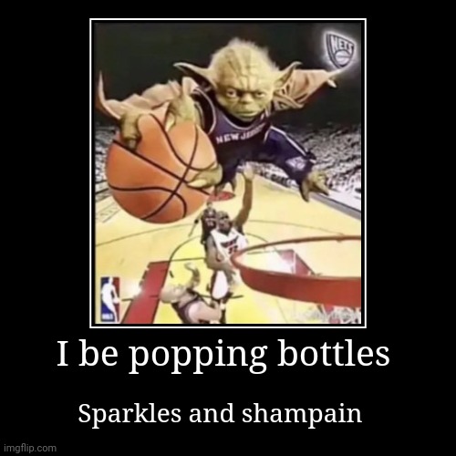 I be popping bottles | Sparkles and shampain | image tagged in funny,demotivationals | made w/ Imgflip demotivational maker