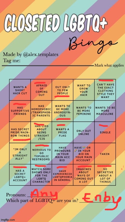 Queer Bingo | image tagged in closeted lgbtq bingo | made w/ Imgflip meme maker