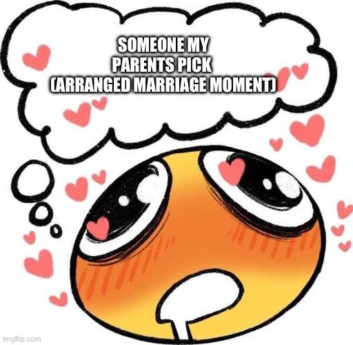 Dreaming Drooling Emoji | SOMEONE MY PARENTS PICK 
(ARRANGED MARRIAGE MOMENT) | image tagged in dreaming drooling emoji | made w/ Imgflip meme maker