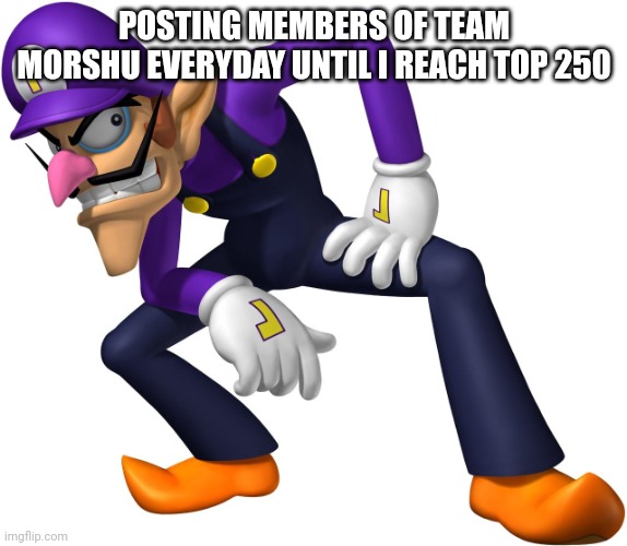 Day 9 | POSTING MEMBERS OF TEAM MORSHU EVERYDAY UNTIL I REACH TOP 250 | image tagged in waluigi | made w/ Imgflip meme maker