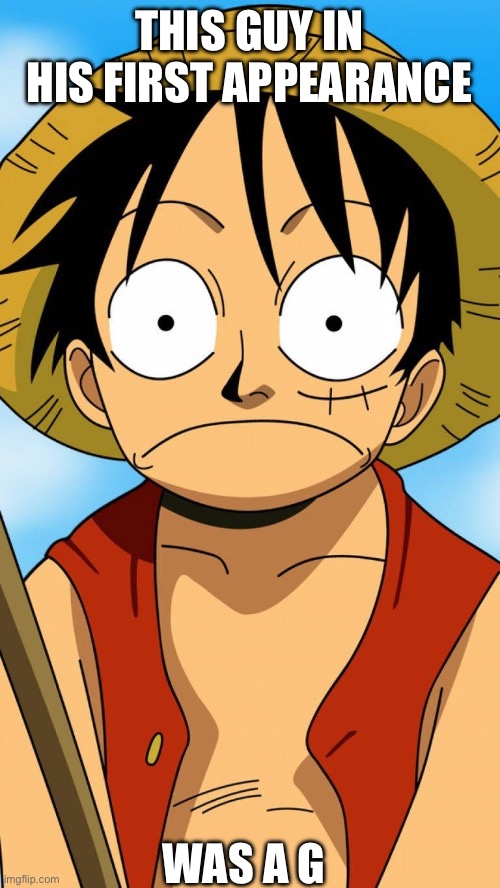 True that | THIS GUY IN HIS FIRST APPEARANCE; WAS A G | image tagged in luffy guffy ahh face | made w/ Imgflip meme maker
