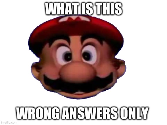 Mario head | WHAT IS THIS; WRONG ANSWERS ONLY | image tagged in mario head | made w/ Imgflip meme maker