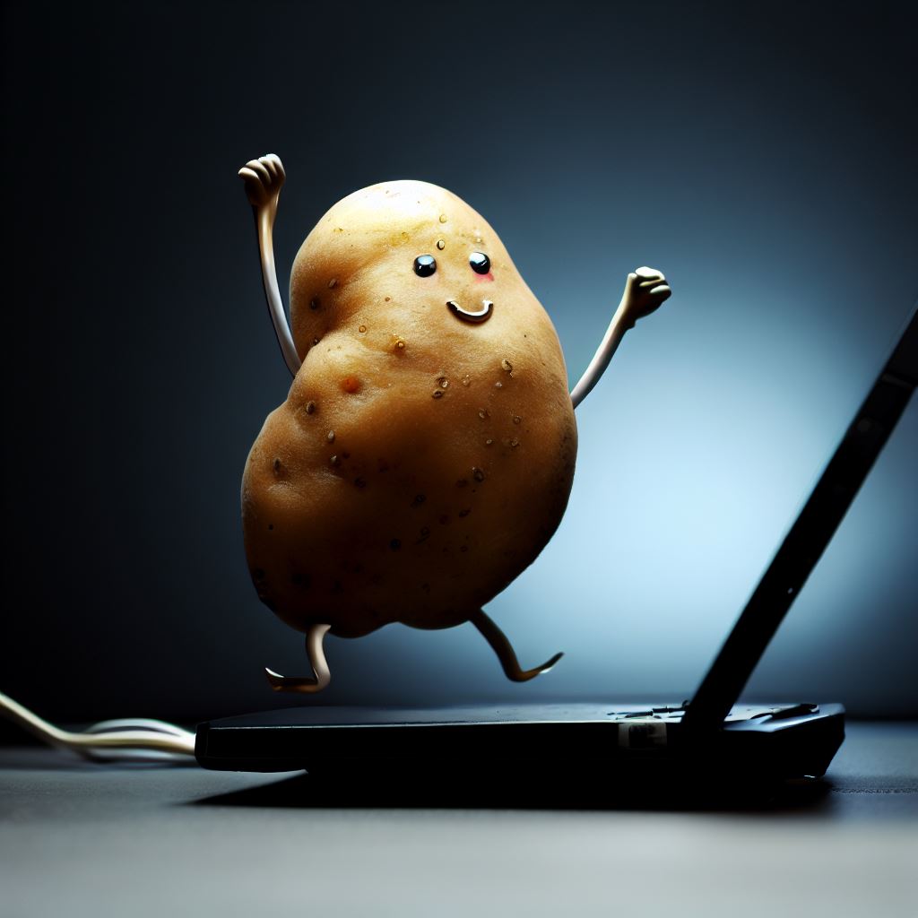 Potato On a Laptop Blank Meme Template