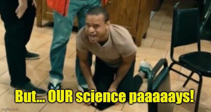 Pfizer meltdown | But... OUR science paaaaays! | image tagged in pfizer meltdown | made w/ Imgflip meme maker
