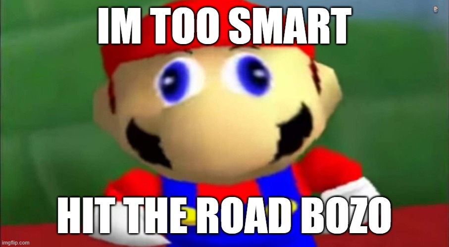 Mario is Super Smart | IM TOO SMART; HIT THE ROAD BOZO | image tagged in video games | made w/ Imgflip meme maker