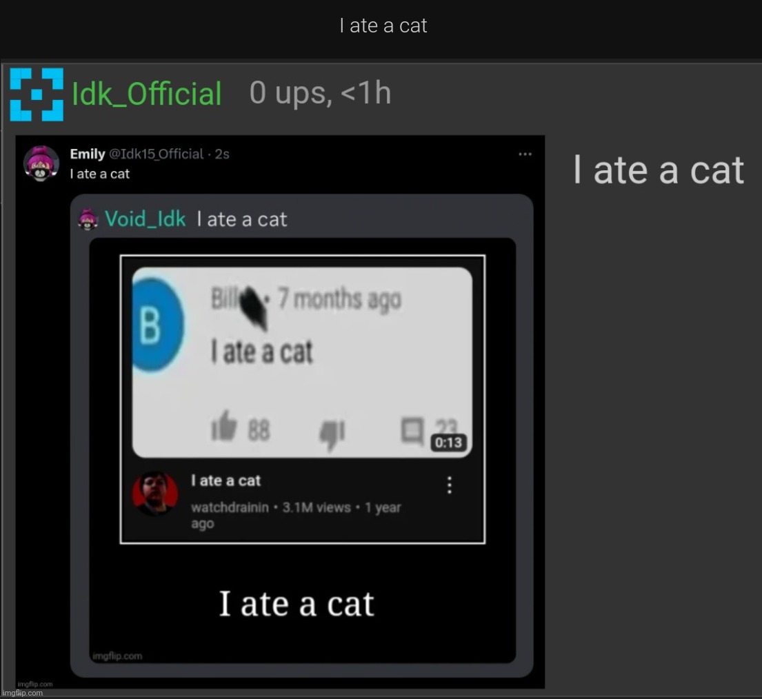 image tagged in i ate a cat,idk stuff s o u p carck | made w/ Imgflip meme maker