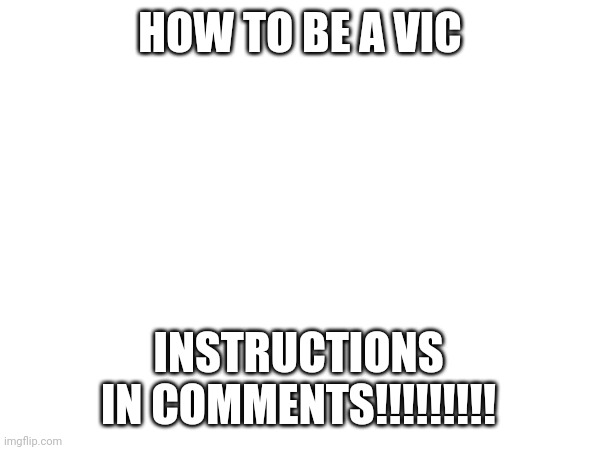 HOW TO VIC! | HOW TO BE A VIC; INSTRUCTIONS IN COMMENTS!!!!!!!!! | image tagged in how to,be a vic,like me | made w/ Imgflip meme maker