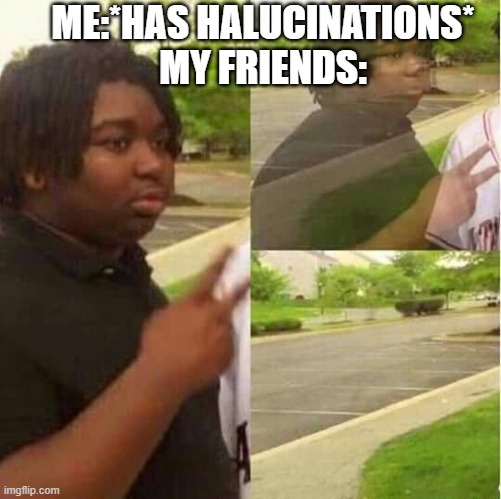 Wait, where are you guys going? | ME:*HAS HALUCINATIONS*
MY FRIENDS: | image tagged in disappearing,goodbye | made w/ Imgflip meme maker