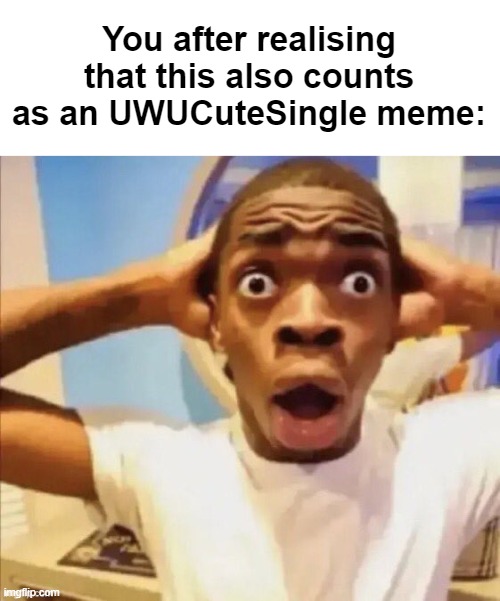 in shock | You after realising that this also counts as an UWUCuteSingle meme: | image tagged in in shock | made w/ Imgflip meme maker